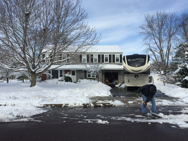 Snow March 22 Preparing to Leave Collegeville
